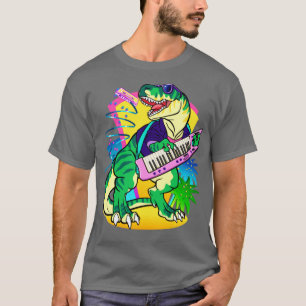 T-shirt Dinosaure synthétiseur clé Rex 80s avec Keytar