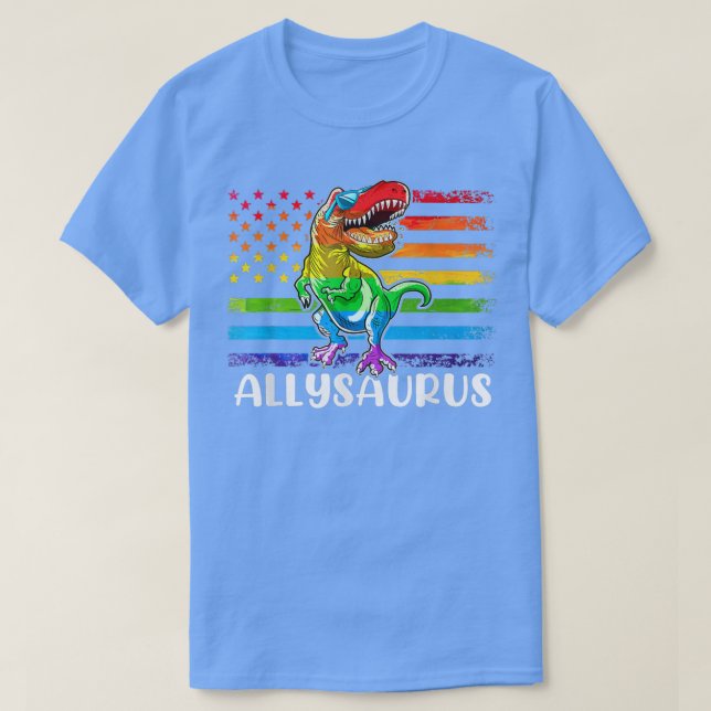 T-shirt Dinosaure T Re Lgbt Gay pride Drapeau Allysaurus A (Design devant)