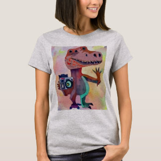 T-shirt Dinosaure T-rex amusant avec caméra Photographie A
