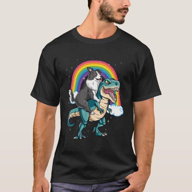 T-shirt Dinosaure T Rex Arc-en-ciel Éclats (Devant)