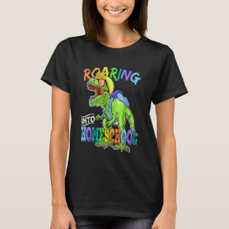 T-shirt Dinosaure T Rex de l'école à domicile rugissant Re