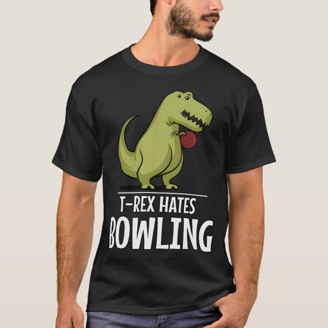 T-shirt Dinosaure T-Rex déteste le bowling (Devant)