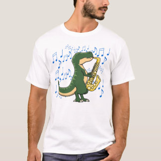 T-shirt Dinosaure T-Rex Saxophone Musique Mignonne et Drôl