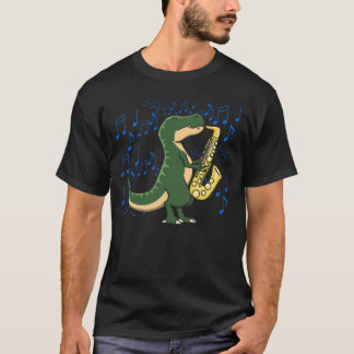 T-shirt Dinosaure T-Rex Saxophone Musique Mignonne et Drôl