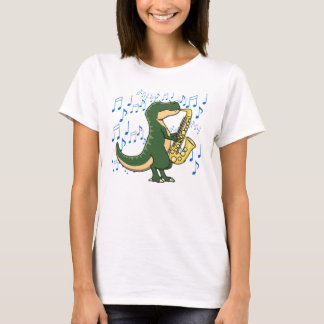 T-shirt Dinosaure T-Rex Saxophone Musique Mignonne et Drôl