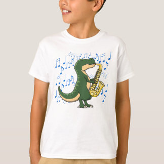 T-shirt Dinosaure T-Rex Saxophone Musique Mignonne et Drôl