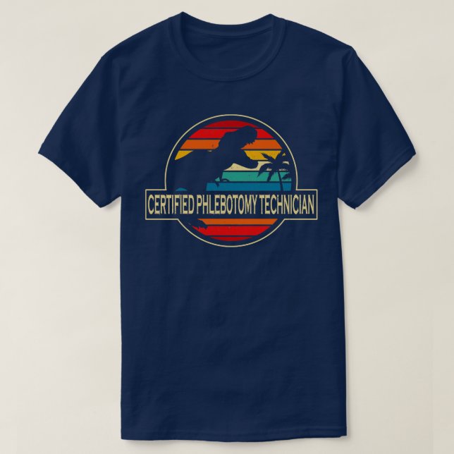 T-shirt Dinosaure, technicien en phlébotomie certifié (Design devant)