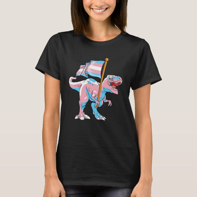 T-shirt Dinosaure transgenre Rex Trans LGBT Pride Drapeau  (Devant)