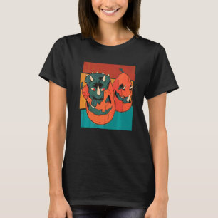 T-shirt Dinosaure Triceratops Citrouille d'Halloween