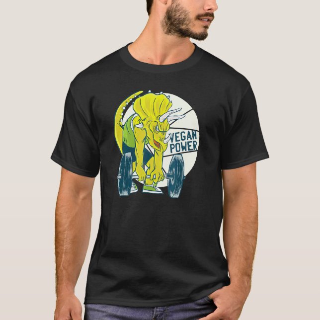 T-shirt Dinosaure Triceratops Entraînement Gym Végétal Vég (Devant)