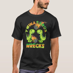 T-shirt Dinosaure Twins Twinasaurus Wrecks Meteor T-Rex Br
