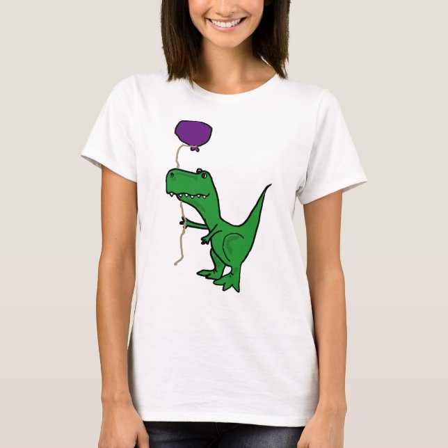T-shirt Dinosaure vert drôle de Trex tenant le ballon (Devant)