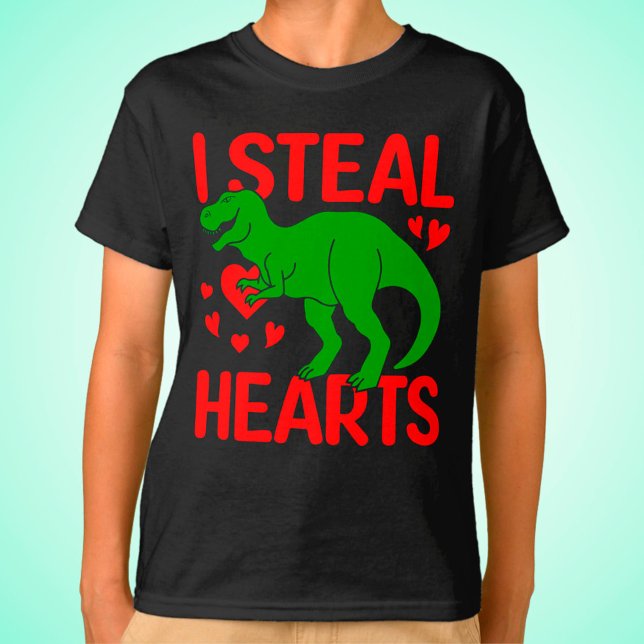 T-shirt Dinosaure Vert Valentine I Voler Coeurs (Créateur téléchargé)