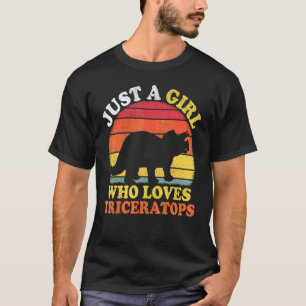T-shirt Dinosaure Vintage Juste Une Fille Qui Aime Tricera