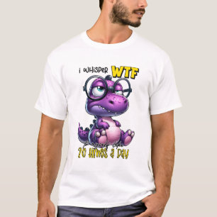 T-shirt Dinosaure violet drôle Je chuchote WTF à moi-même