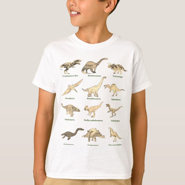 T-shirt Dinosaures avec des noms Motif (Devant)