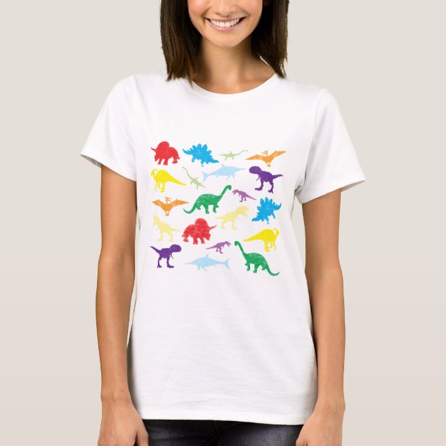 T-shirt Dinosaures colorés Motif pour enfants (Devant)