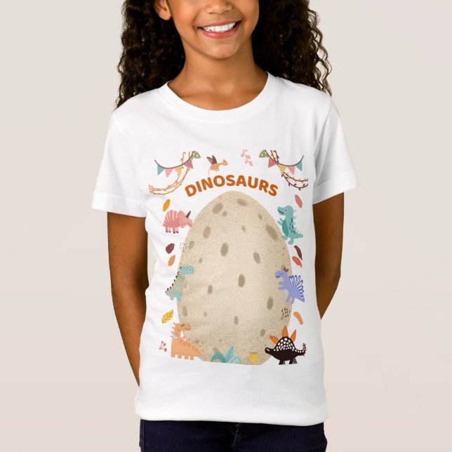 T-Shirt Dinosaures d'aquarelle adorable avec gros Oeuf Din (Devant)