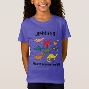 T-Shirt Dinosaures de dessin animé colorés avec nom person