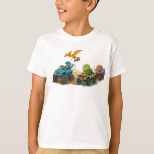 T-shirt Dinosaures de dessin animé mignons conduisant des