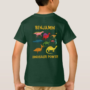 T-shirt Dinosaures de dessin coloré avec nom personnalis