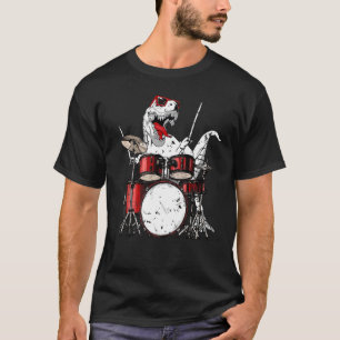 T-shirt Dinosaures Drums Musique Jouer rex Drummer Dino Bo