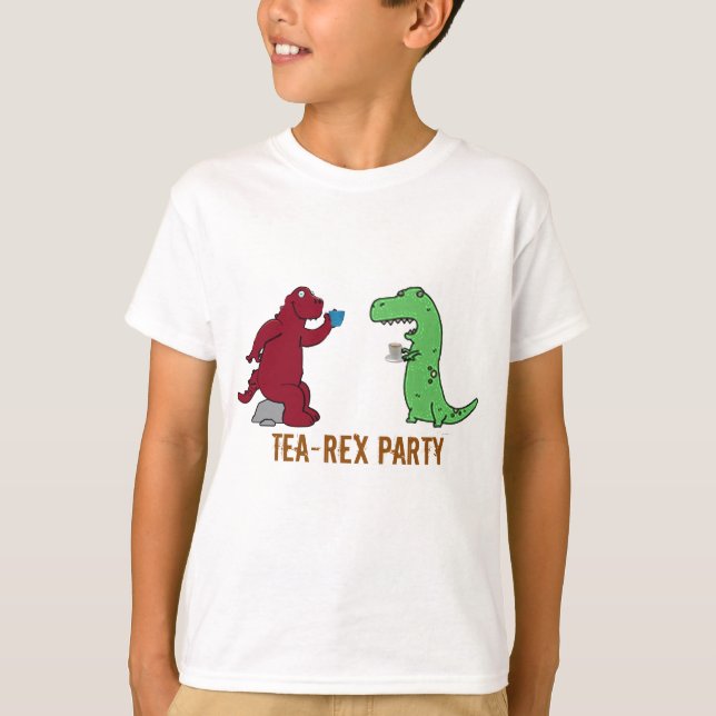 T-shirt dinosaures t-rex tea party drôle design dinosaure (Devant)