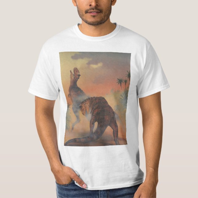 T-shirt Dinosaures Vintage, Carnotaurus rugissant dans la  (Devant)