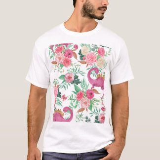 T-shirt Dinosaures Vintage motif floral