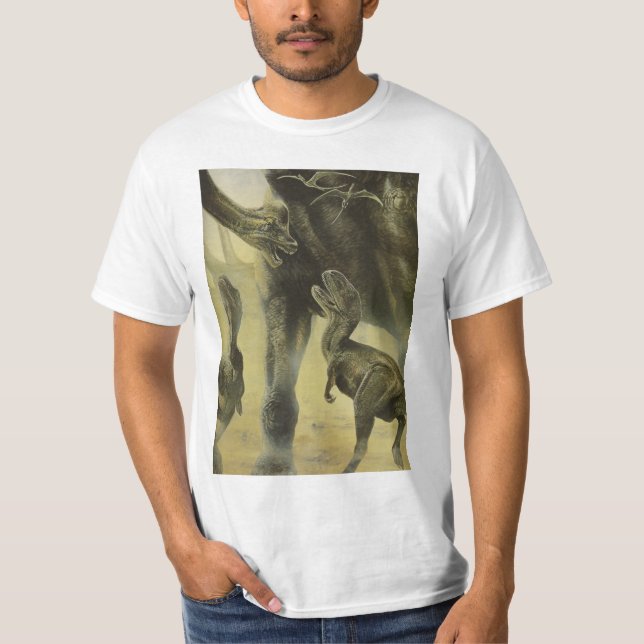 T-shirt Dinosaures vintages, Torvosaurus et Brachiosaurus (Devant)