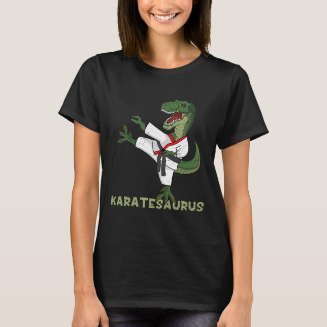 T-shirt Dinosaurus Karatéka Drôle Karatesaurus T-rex Graph (Devant)