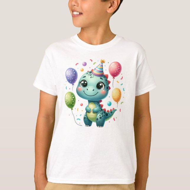 T-shirt Dinosur d'anniversaire mignon (Devant)