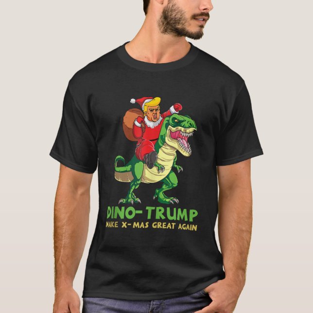 T-shirt Dinotrump Funny Trump Riding Dinosaur Christmas Sa (Devant)