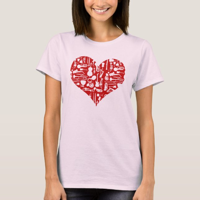 T-shirt d'instruments de musique d'amour (Devant)