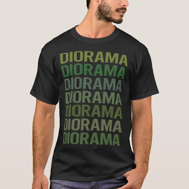 T-shirt Diorama texte vert (Devant)