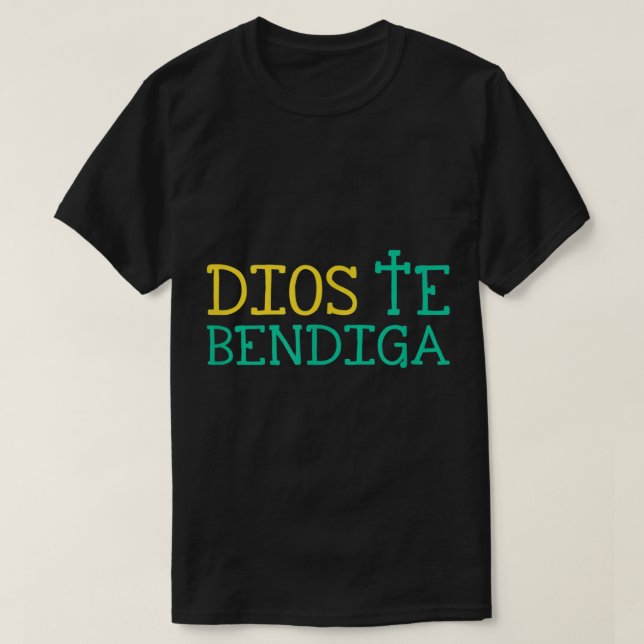 T-shirt Dios Te Bendiga Dieu vous bénisse Chrétien Espagno (Design devant)
