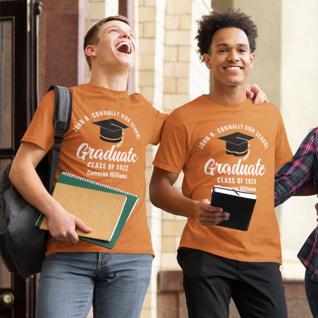 T-shirt Diplômé blanc orange sur mesure (Créateur téléchargé)