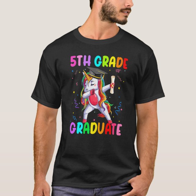 T-shirt Diplômé de 5e année Dabbing Magique Unicorne Class (Devant)