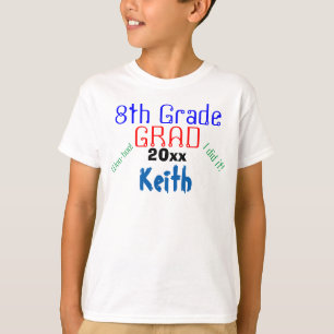 T-shirt Diplôme de huitième année Nom coloré Enfants