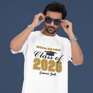 T-shirt Diplômé de la promotion 2026 en or noir personnali