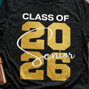 T-shirt Diplômé de la promotion 2026 Or Script Gras