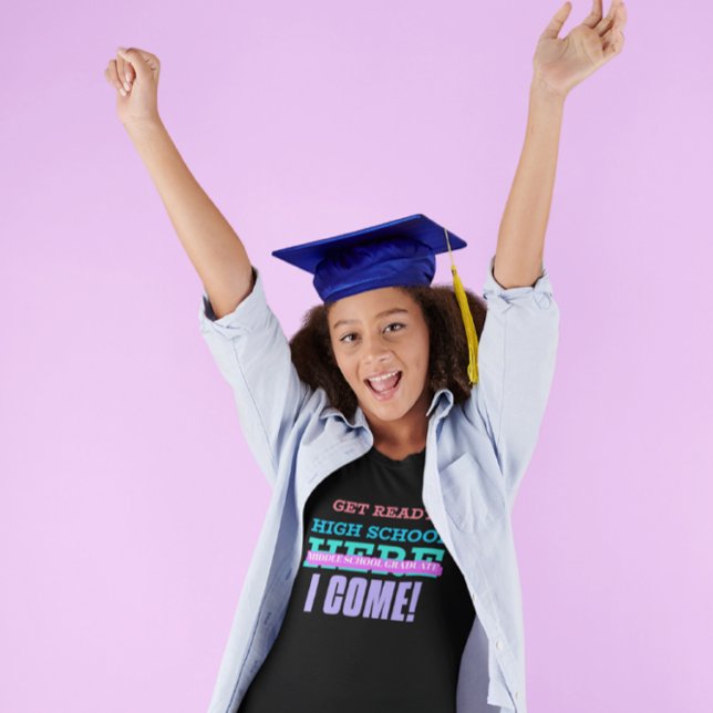 T-SHIRT DIPLÔMÉ DE L'ÉCOLE MOYENNE - PRENEZ-VOUS PRÊT AU L (Créateur téléchargé)
