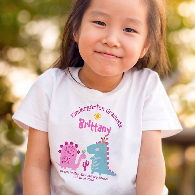 T-shirt Diplôme de maternelle fille dinosaure nom personna (Créateur téléchargé)