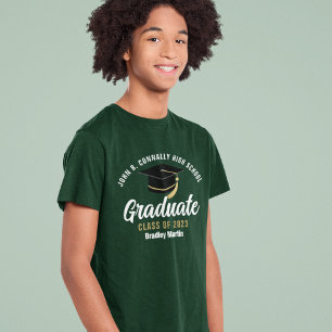 T-shirt Diplômé du lycée vert sur mesure 2023