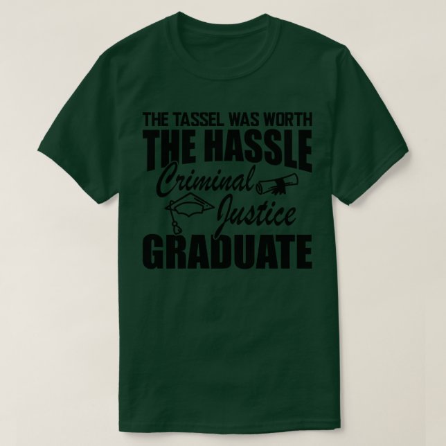 T-shirt Diplômé en justice pénale La merle valait la peine (Design devant)