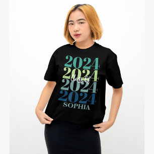 T-shirt Diplômé Moderne de la Promotion 2024 Couleurs Tend