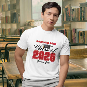 T-shirt Diplômé personnalisé en rouge de la promotion 2026