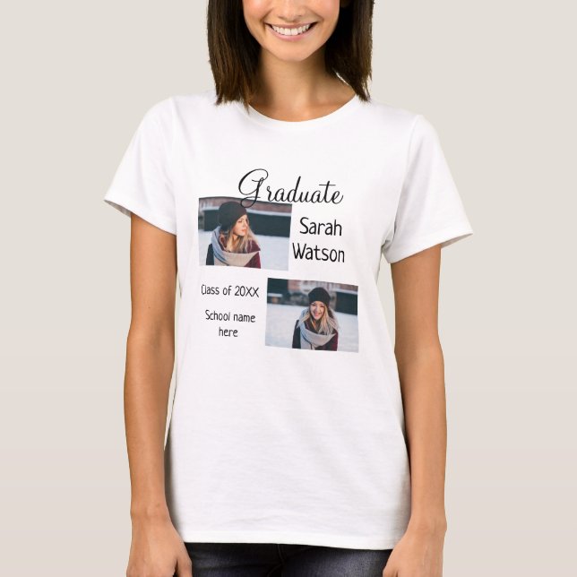 T-shirt diplôme photo simple classique ajouter classe anné (Devant)