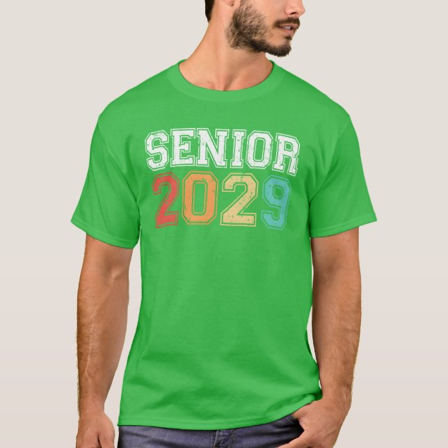 T-shirt Diplômé Senior 2029 Rétro  (Devant)