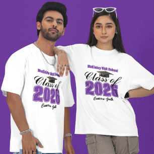 T-shirt Diplômé Violet Personnalisé de la Promotion 2026